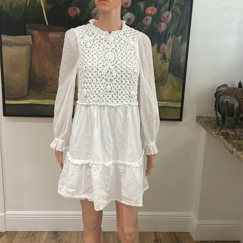 SAYLOR Felice white mini dress with crotchet front panel - Picture 5 of 10